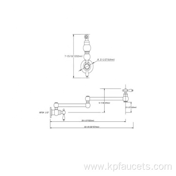 Commercial Wall Kitchen Sink Brass Faucet